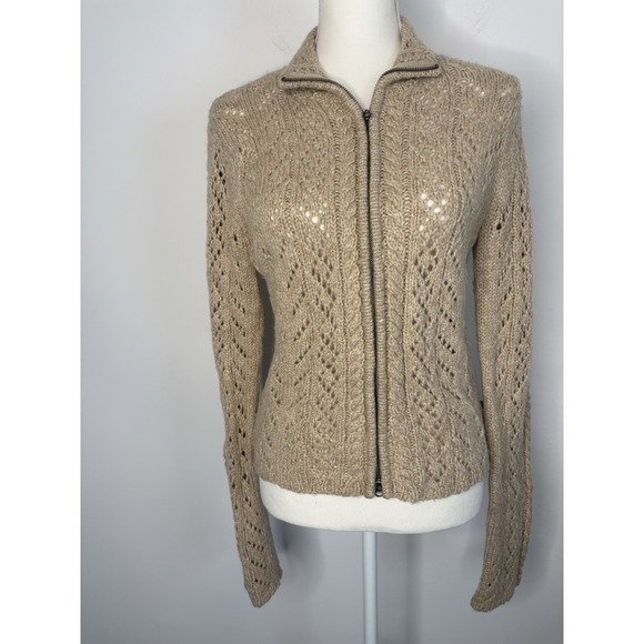 Abercrombie & Fitch Sweaters - Y2K Abercrombie Fitch Cardigan Women Large Lambswool‎ Shacket Sweater Cable Knit